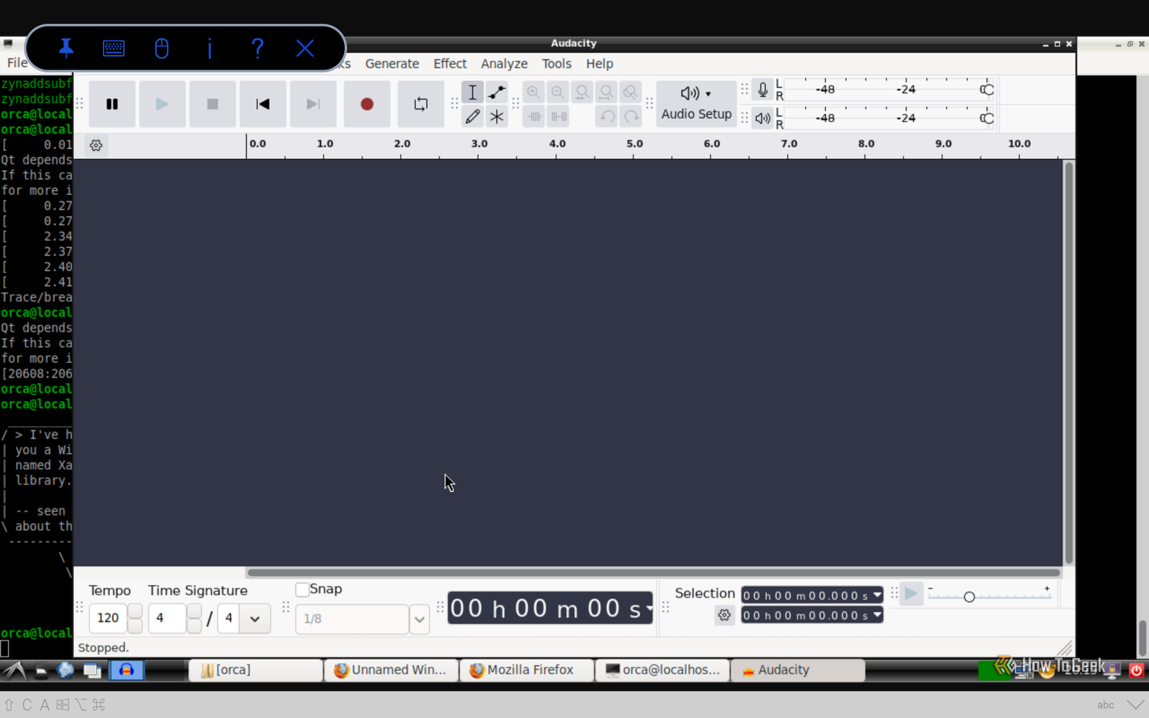 Running audacity on Debian on a tablet.