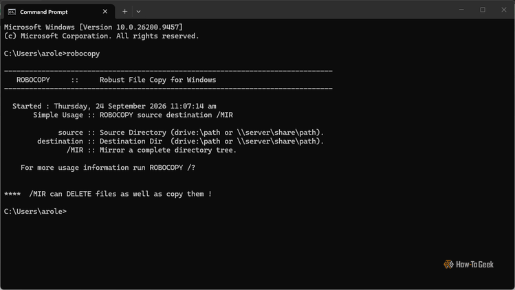 Зачем использовать консольную утилиту Robocopy для копирования файлов в Windows Командная строка с запущенной утилитой Robocopy