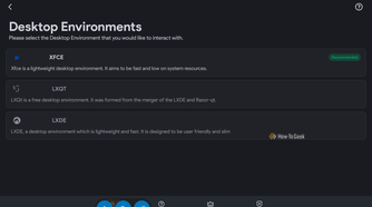 Choosing a desktop environment in Andronix.