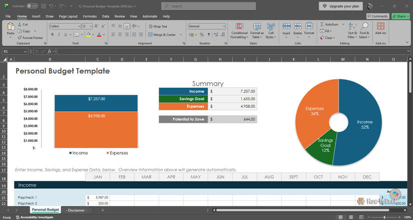 Excel Budget Tracker