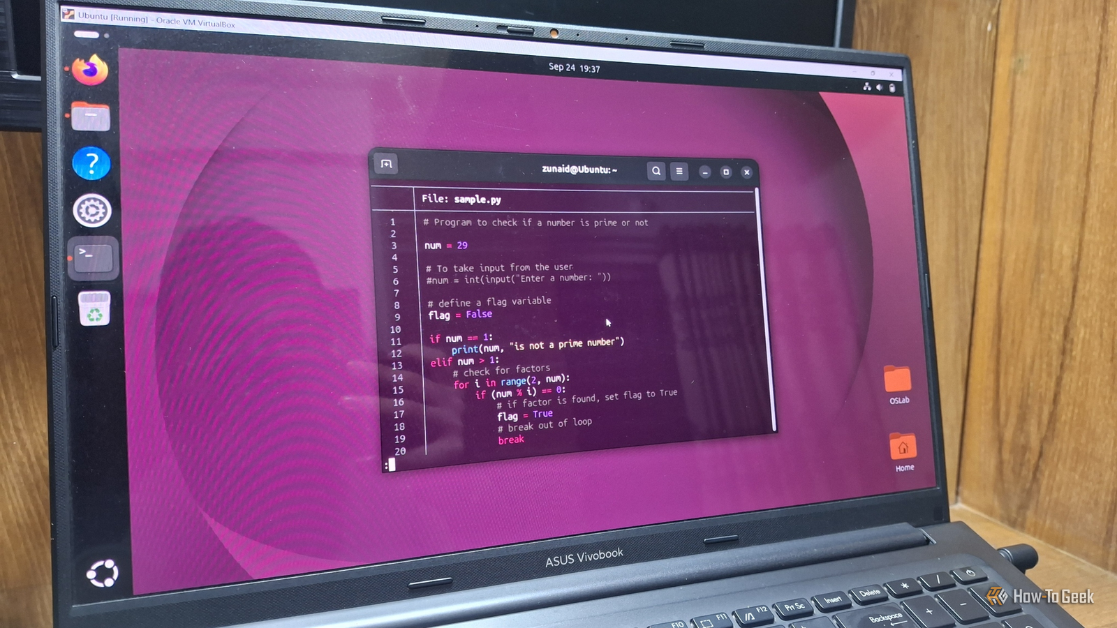 A file with Python code opened in bat file reader in a Linux terminal.