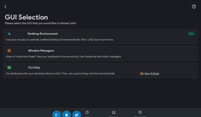 Selecting a GUI for a Linux installation in Andronix.