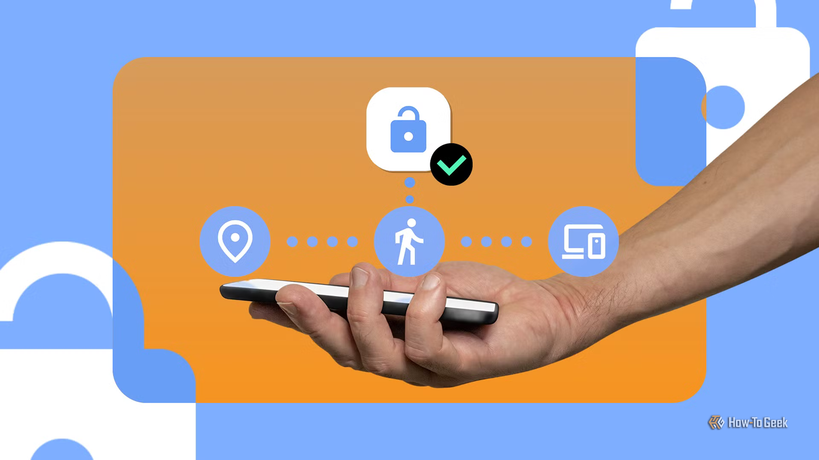 Main tenant un téléphone avec des icônes Extend Unlock et un verrou ouvert