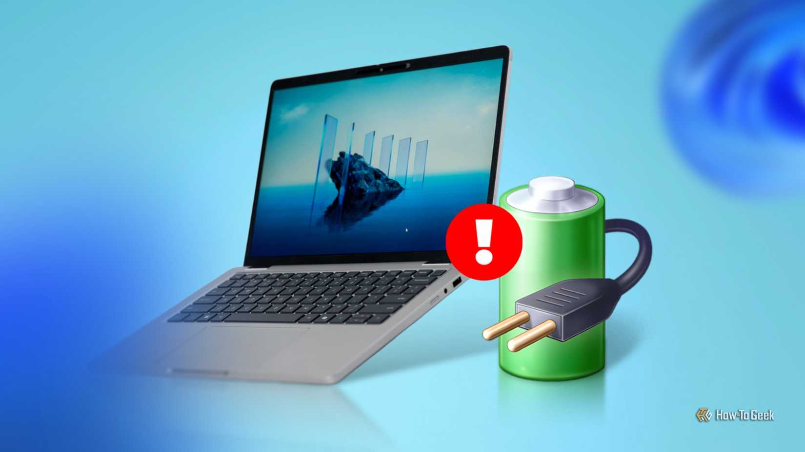 A laptop with a battery icon