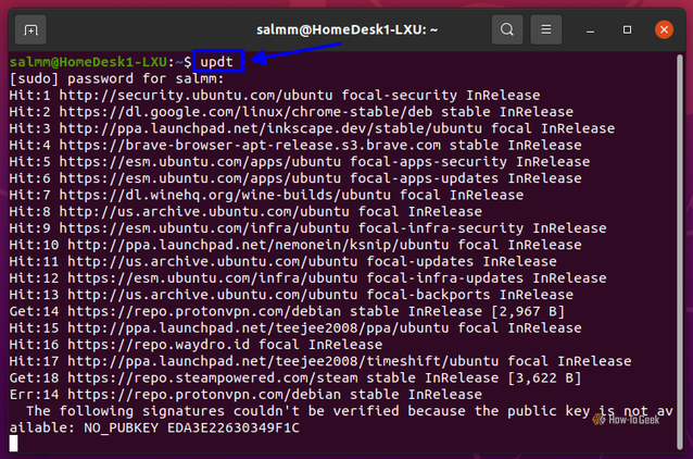 Screenshot of Linux Bash displaying the Terminal with an alias in use as an example