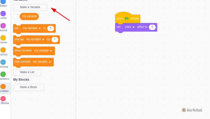 Блоки кода для создания таймера реакции в Scratch