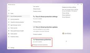 Manage Ransomware Protection option in Windows Security settings.