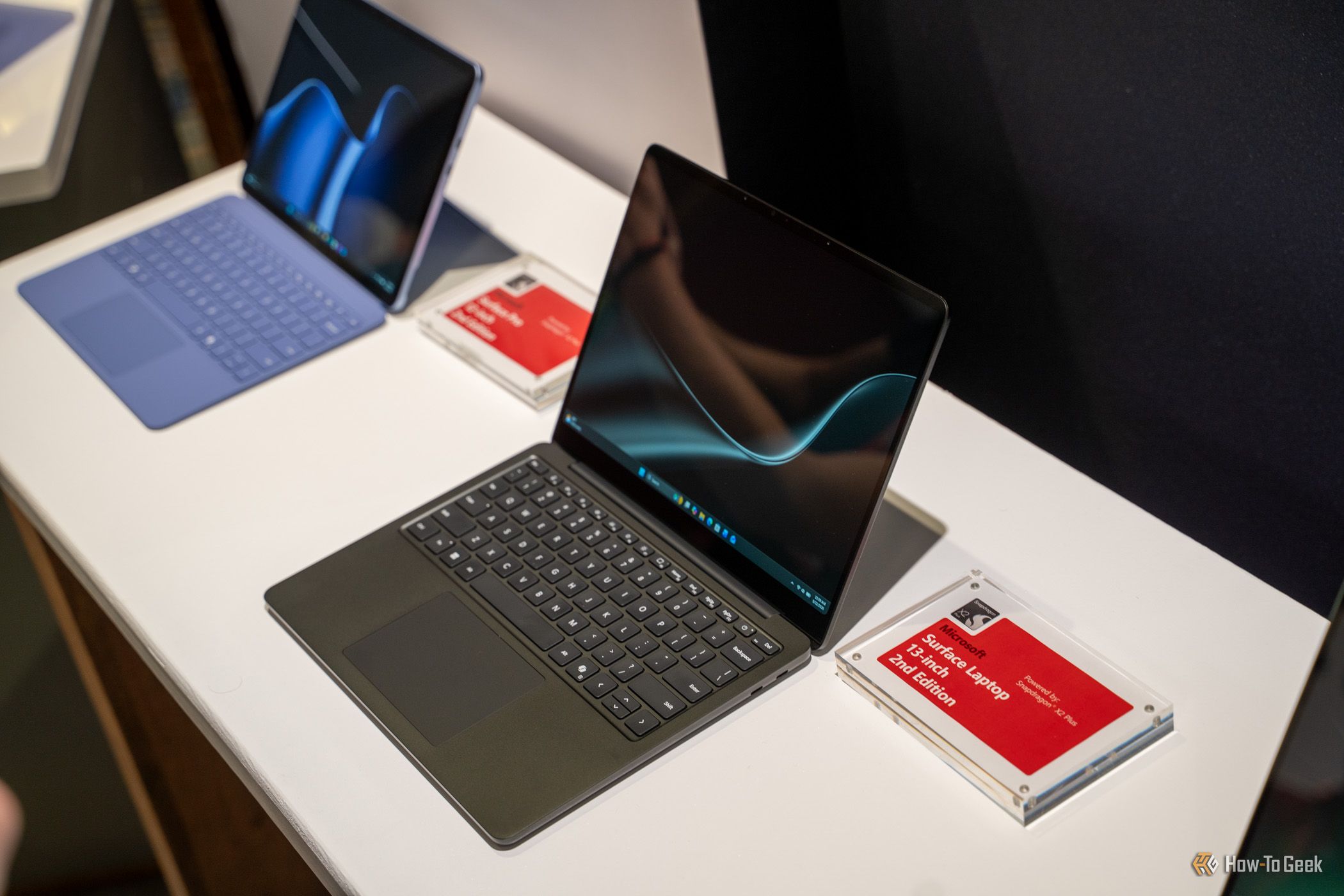 Microsoft Surface Laptop 13-inch 2nd Edition black model with name plaque.