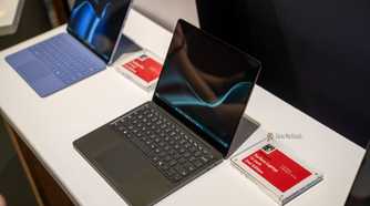 Microsoft Surface Laptop 13-inch 2nd Edition black model with name plaque.