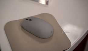 Microsoft Surface Mouse top view on mouse pad.