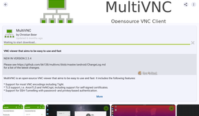 Downloading MultiVNC, an open-source VNC client via F-Droid.