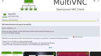 Downloading MultiVNC, an open-source VNC client via F-Droid.