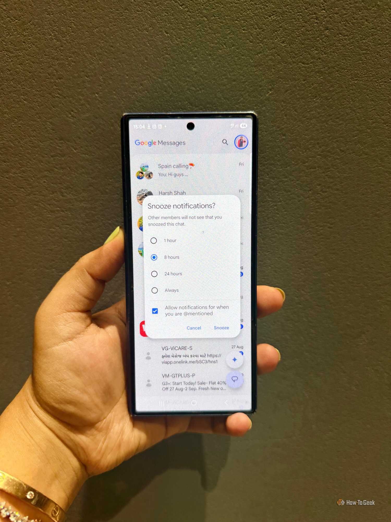 Mute group chat on Google Messages