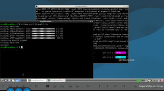 A screenshot of Ollama installing Debian on a tablet.