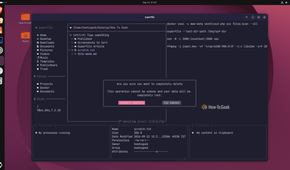 Permanent delete confirmation prompt in superfile for the selected scratch.txt file.