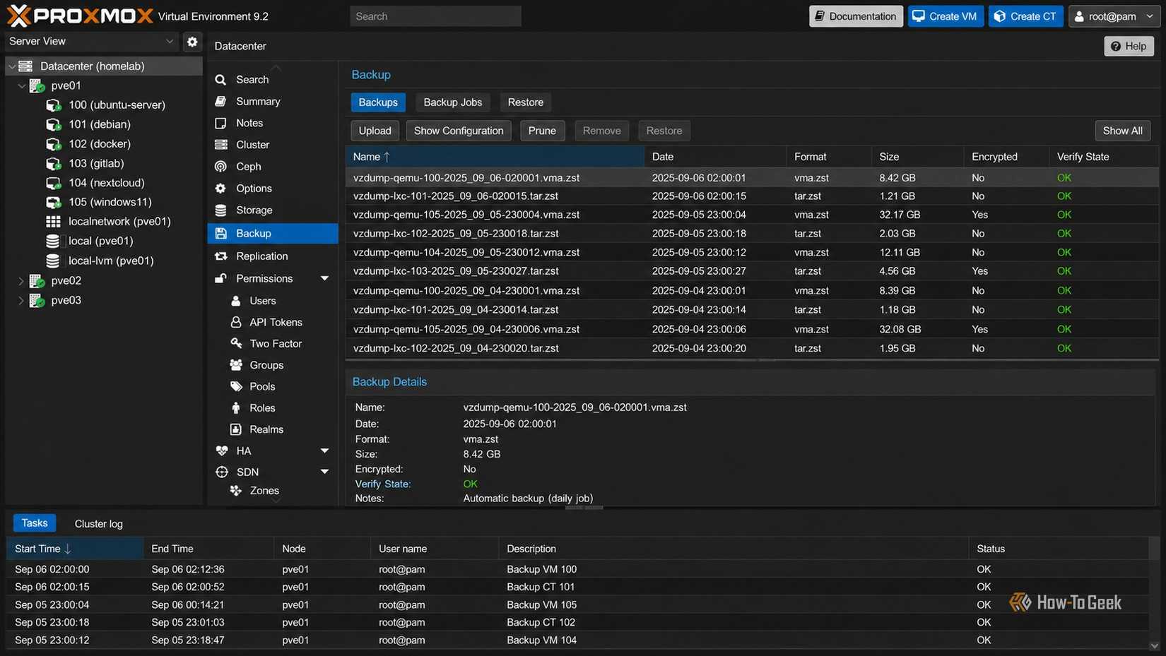 Proxmox Backup Management Dashboard.