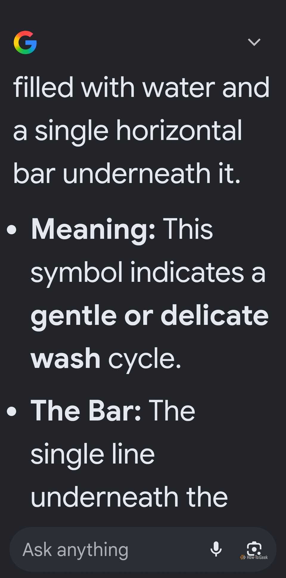 Reading laundry instructions using Google Lens