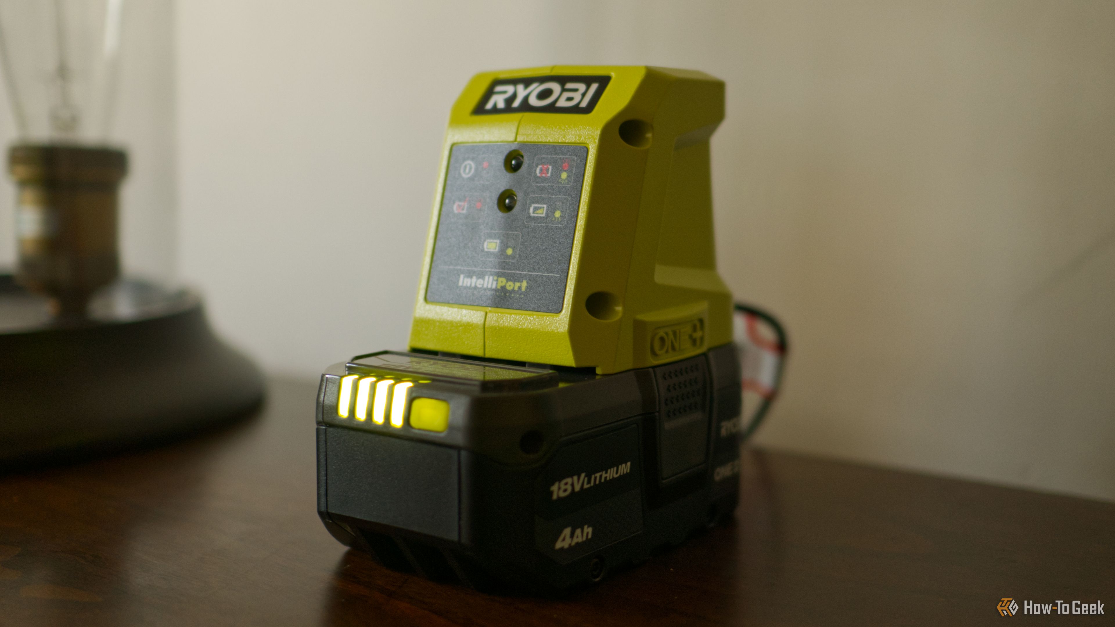 Ryobi 18V tool battery charging.