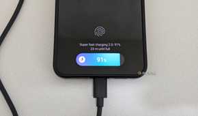 Samsung Galaxy fast charging on a phone that is asking for a finger print.
