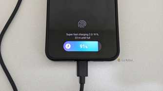 Samsung Galaxy fast charging on a phone that is asking for a finger print.