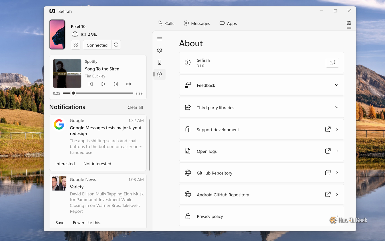 Как управлять смартфоном Android с ПК на Windows с помощью приложения Sefirah Страница информации о приложении Sefirah с указанием версии 3.1.0