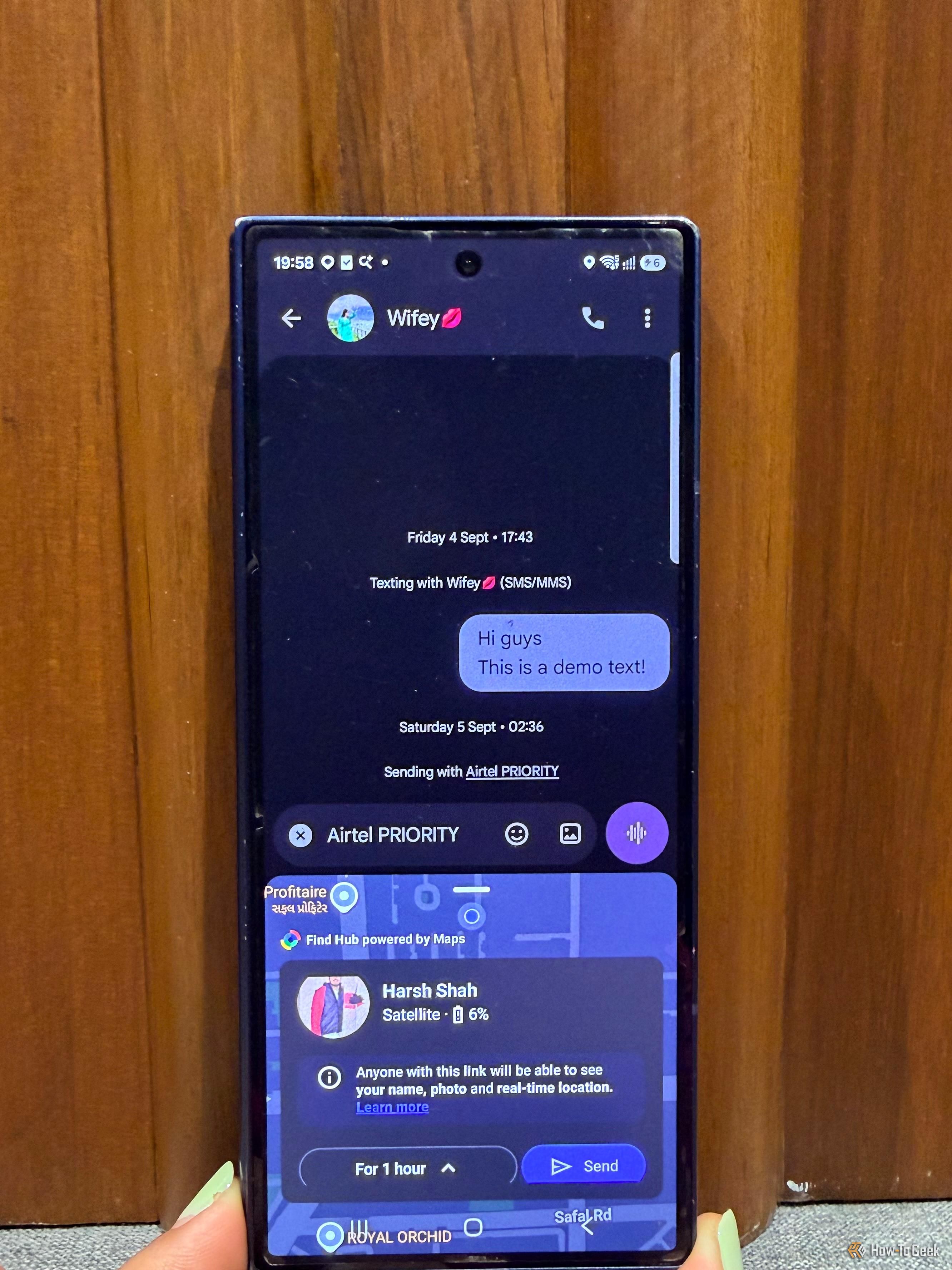 Sharing location in Google messages