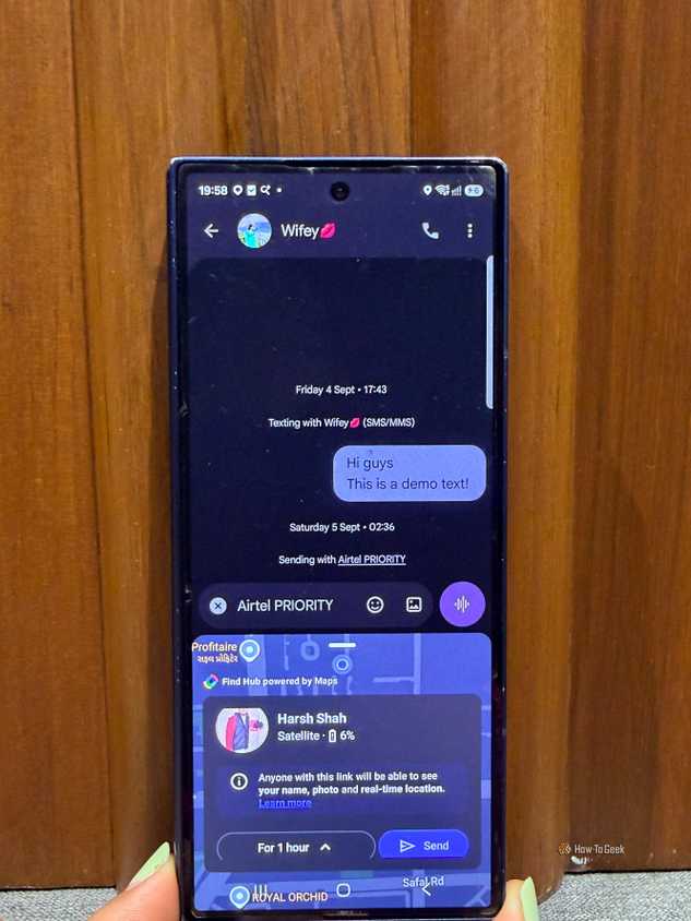 Sharing location in Google messages