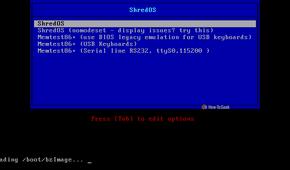 Shred OS startup options