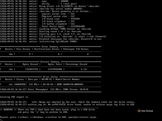 Shreding data using ShredOS