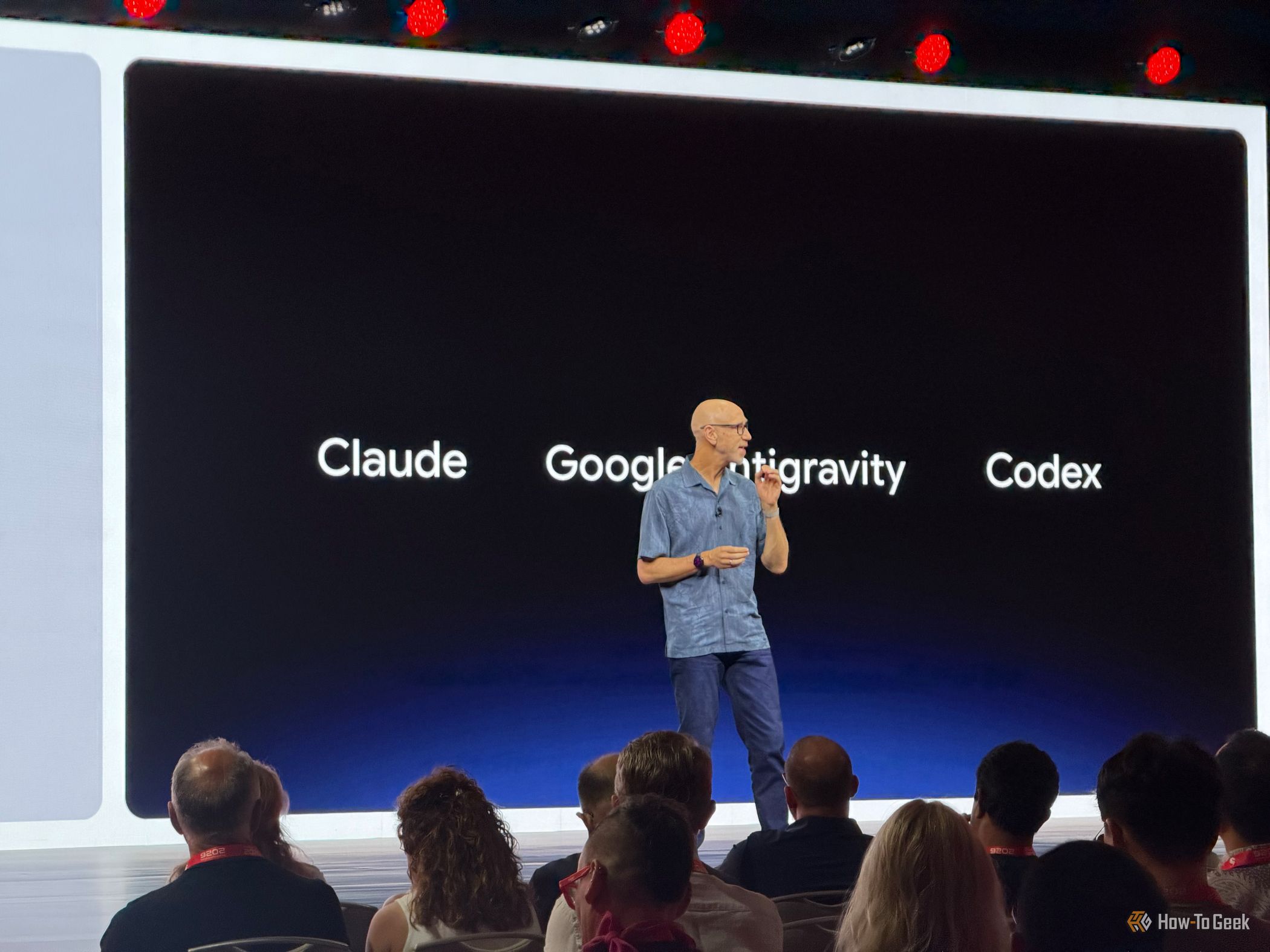 Snapdragon Summit 2026 day 2 keynote - Claude Google Antigravity and Codex apps slide.