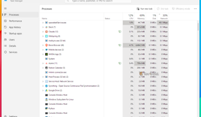 Task Manager Processes tab sorted by Network with spacedeskService.exe using 49.1 Mbps in real time.-1