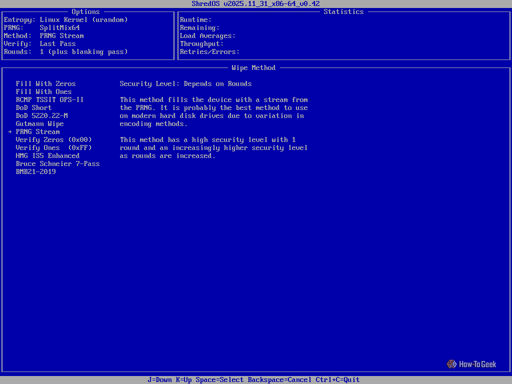 The default method for shreding data using Shred OS