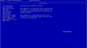 The default method for shreding data using Shred OS