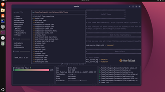 The superfile theme folder listing the 20+ bundled presets with 0x96f.toml previewed.
