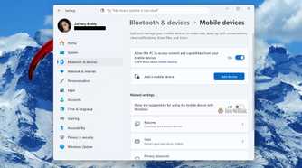 Screenshot of Windows 11's Settings and the "Mobile devices" page.