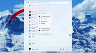 Screenshot of Windows 11's Start Menu with the context menu for Terminal.