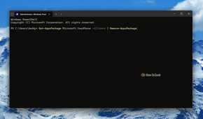 Screenshot of Windows 11's Terminal with the command to remove Phone Link.