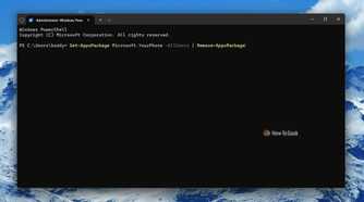 Screenshot of Windows 11's Terminal with the command to remove Phone Link.