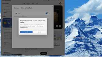Screenshot of Windows 11's Widgets board and its confirmation for disabling a feed.