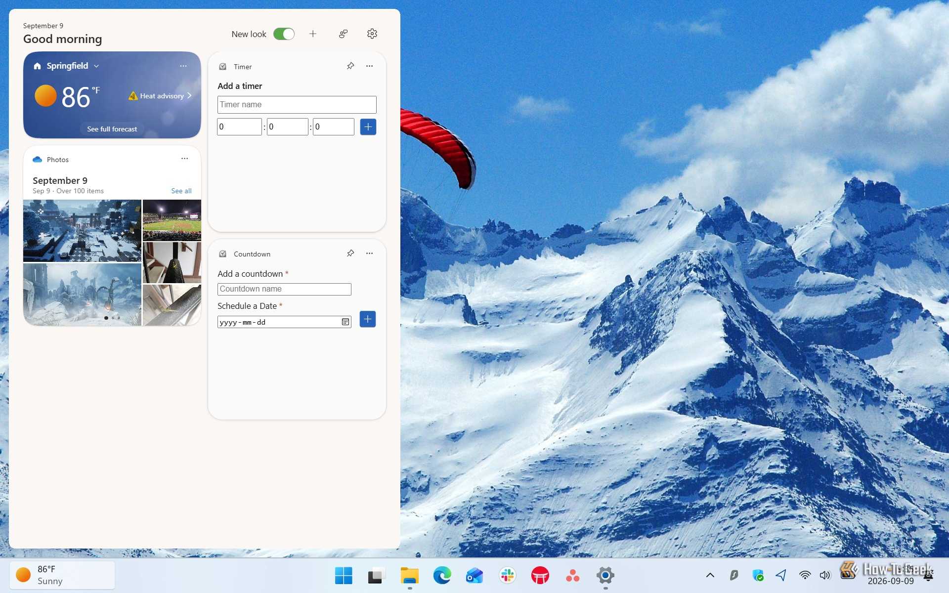 Screenshot of Windows 11's Widgets board.