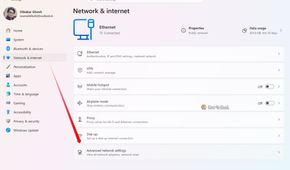 Windows 11 Network & internet settings showing Ethernet connected with 204.8 GB data usage in the last 30 days.-1