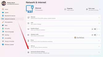 Windows 11 Network & internet settings showing Ethernet connected with 204.8 GB data usage in the last 30 days.-1
