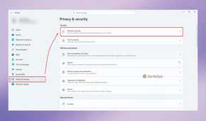 Selecting Windows Privacy and security from Windows settings.