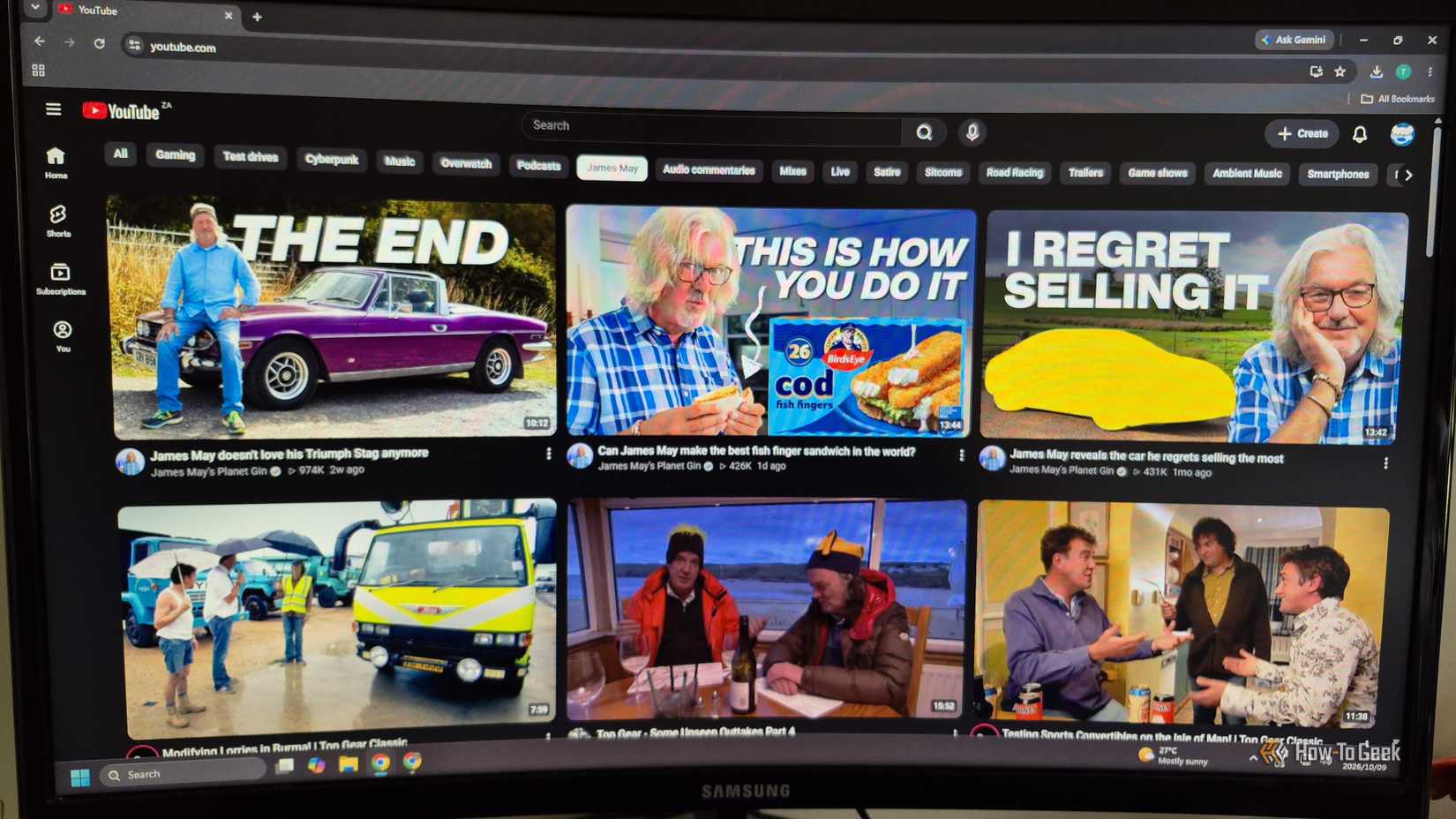 A YouTube feed showing only content containing James May