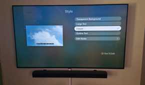 The Apple TV app is showing subtitle options to change styles with classic style selected.