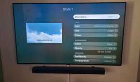 The Apple TV app is showing subtitle options to change styles with custom options displayed.