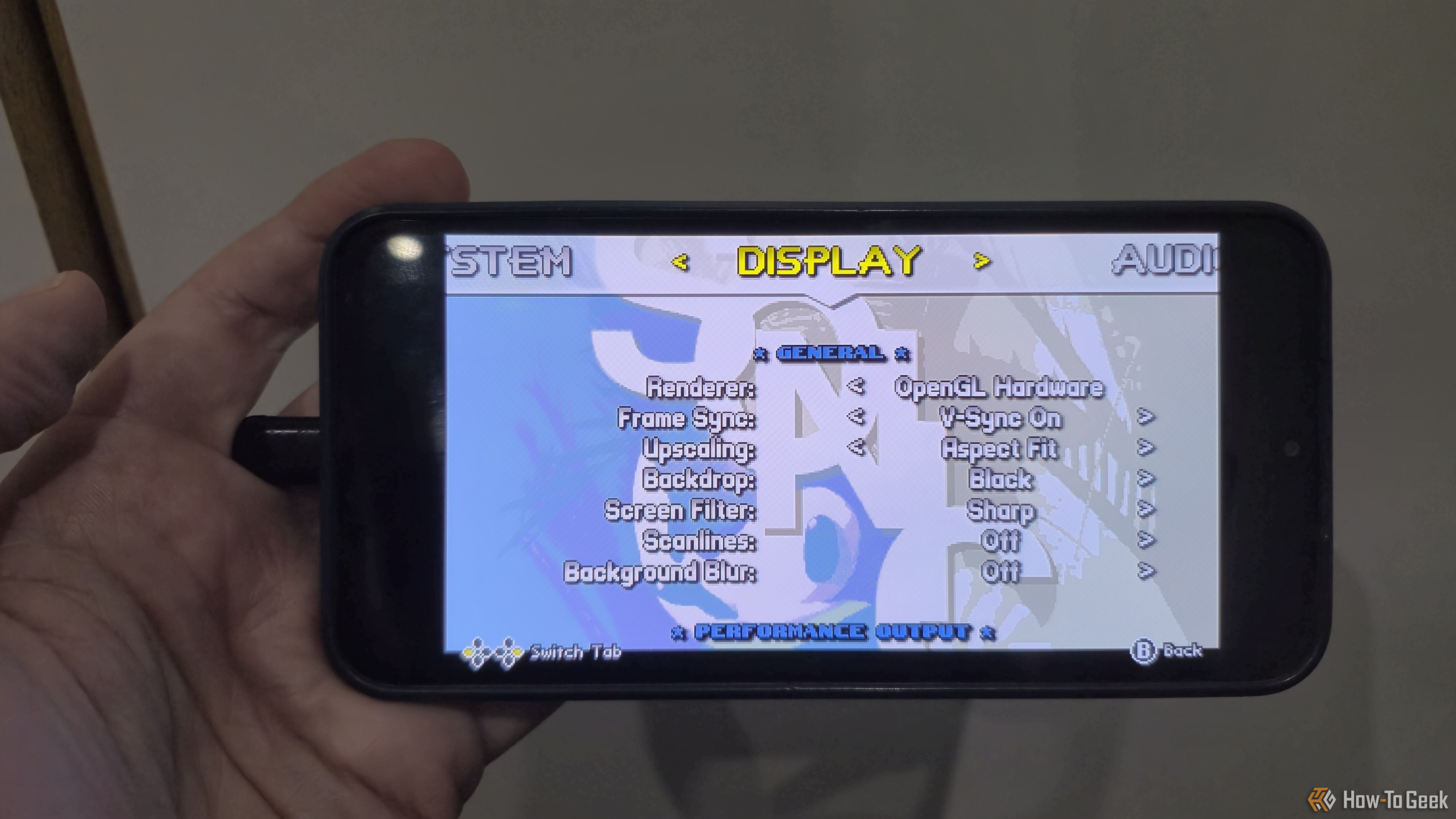 Shot of the settings screen for Sonic 3 Angel Island Revisited.