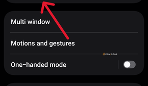 Screenshot of advanced settings menu on a Samsung Galaxy with an arrow pointing to 'Side button'.