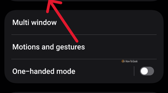 Screenshot of advanced settings menu on a Samsung Galaxy with an arrow pointing to 'Side button'.