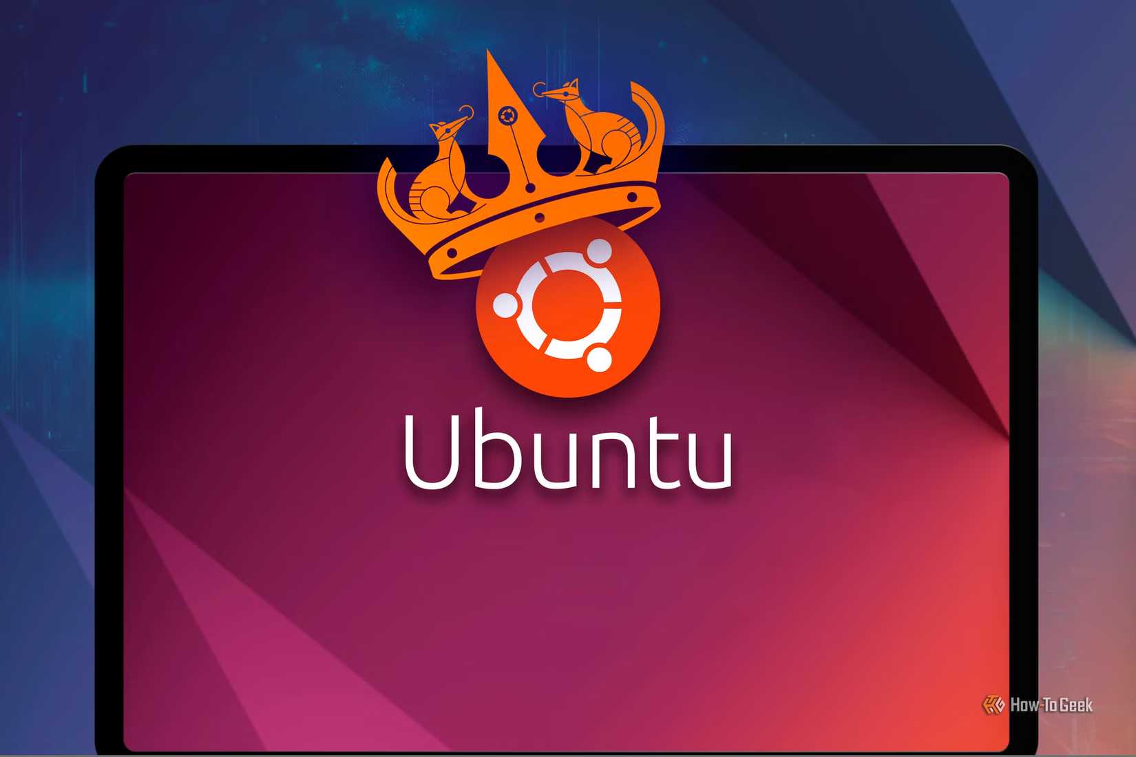 A screen with the Ubuntu logo and the crown of the Noble Numbat version under the logo.